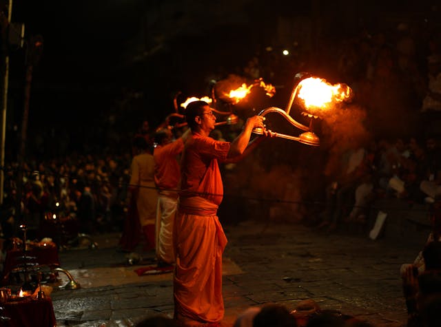 Evening Bagmati Aarti near Pashupatinath Temple